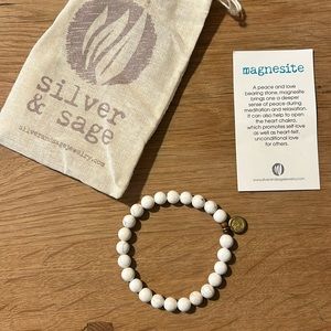 Silver & Sage Magnesite Bead Bracelet Peace/Love